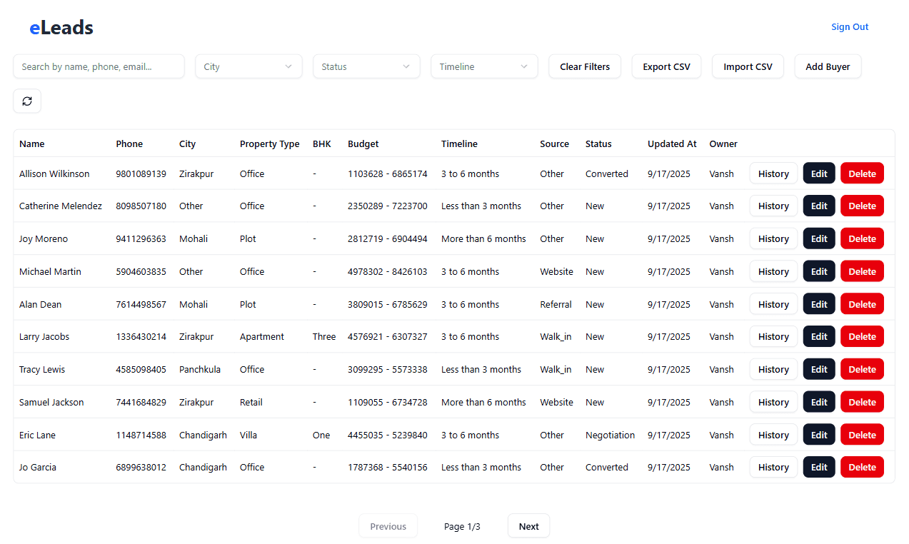 Leads Management App screenshot 1